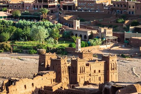 Ait Benhaddou is a fortified city, or ksar, along the former caravan route between the Sahara and Marrakech in Morocco.の写真素材