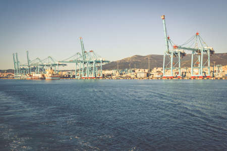 ALGECIRAS, SPAIN - MAY 1,2013: Container terminal in the industrial port of Algeciras in, Andalusia, Spainのeditorial素材