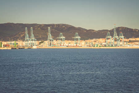 ALGECIRAS, SPAIN - MAY 1,2013: Container terminal in the industrial port of Algeciras in, Andalusia, Spainのeditorial素材