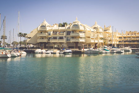 BENALMADENA, SPAIN - MAY 5,2013: view of Puerto Marina in Benalmadena,Costa del Sol Malaga, Spain. This marina has berths for 1100 boats. It was opened on 1987.のeditorial素材