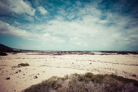 The coast of Atlantic ocean near town Orzola on Lanzarote, Canary islands, Spain