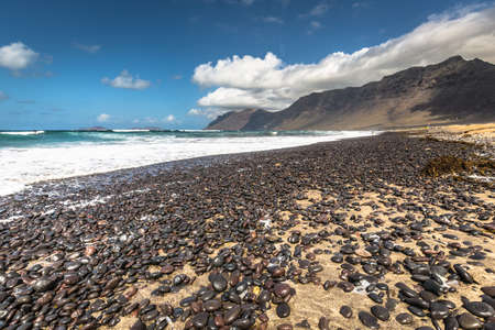 coast of Famara beach, Lanzarote Island, Canary Islands, Spainの写真素材