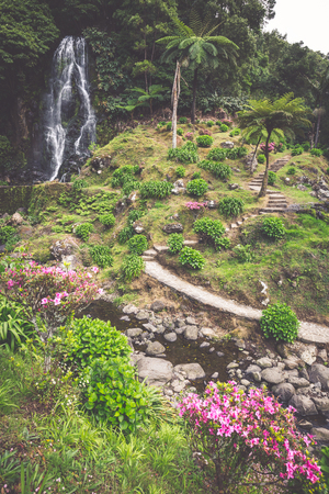 Famous cascade at Sao Miguel Island,Azores,Portugal