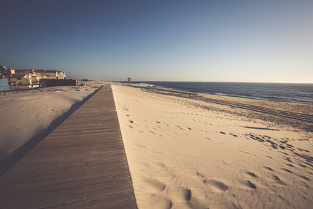 Costa Nova beach in Aveiro, Portugalの写真素材
