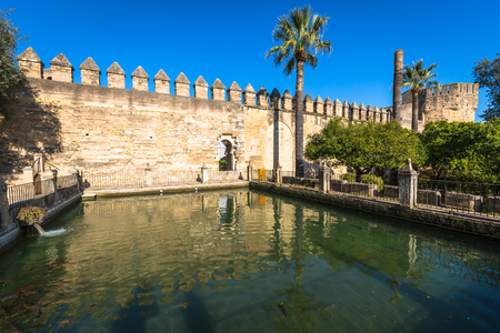 The famous Alcazar with beautiful garden in Cordoba, Spainのeditorial素材