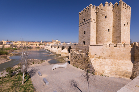 Roman Bridge and Guadalquivir river, Great Mosque, Cordoba, Spainのeditorial素材