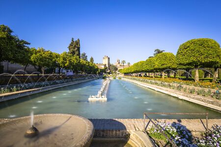 Gardens at the Alcazar de los Reyes Cristianos in Cordoba, Spainのeditorial素材