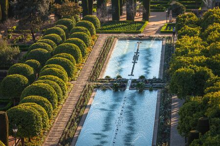 Gardens at the Alcazar de los Reyes Cristianos in Cordoba, Spainのeditorial素材