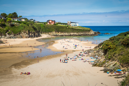 Entreplayas beach in Galicia, Spain. Paradise beach in Ribadeo, Spainのeditorial素材