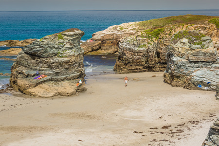 Famous Spanish destination, Cathedrals beach (playa de las catedrales) on Atlantic oceanのeditorial素材