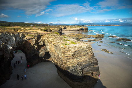 Famous Spanish destination, Cathedrals beach (playa de las catedrales) on Atlantic oceanのeditorial素材