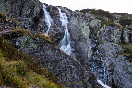 Mountain waterfall Siklawa in Polish Tatra Mountains. Tatra National Parkの写真素材