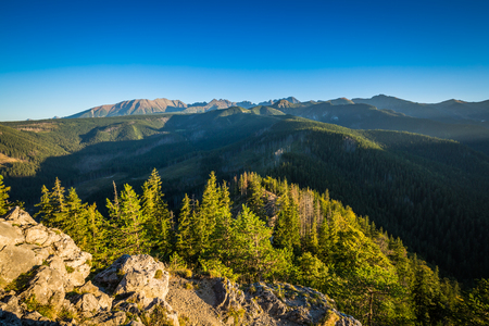 View of Tatra Mountains from hiking trail. Poland. Europe.の写真素材