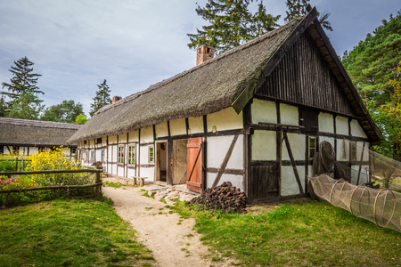 Old wooden house in Kluki, Polandのeditorial素材