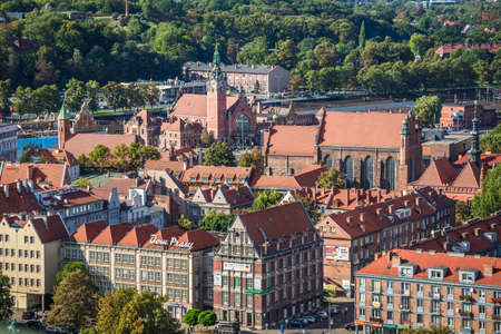 Gdansk, Poland- September 19,2015:Old Town in Gdansk, aerial view from cathedral tower, Poland
