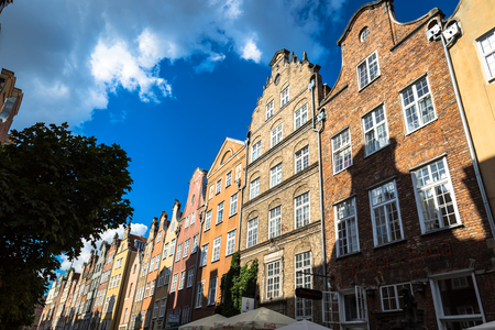 Gdansk, Poland- September 19,2015:Colorful houses - tenements in old town Gdansk, Poland