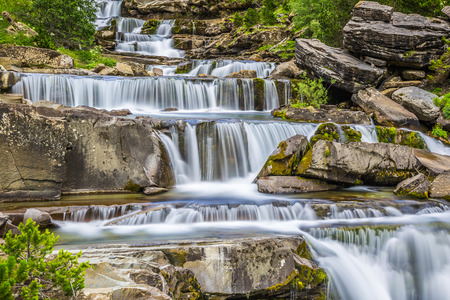 Gradas de Soaso. Waterfall in the spanish national park Ordesa and Monte Perdido, Pyreneesの写真素材