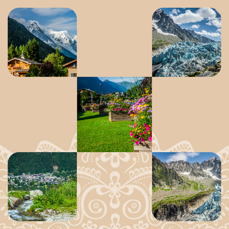Collage of Chamonix Mont Blanc, Franceの写真素材