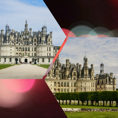 Collage of Chambord Castle, Franceの写真素材