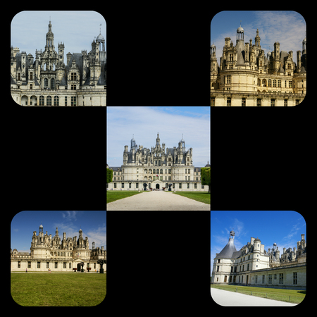 Collage of Chambord Castle, Franceの写真素材