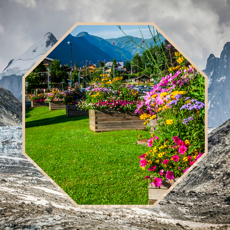 Collage of Chamonix Mont Blanc, Franceの写真素材