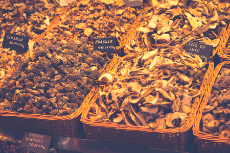 Barcelona, La Boqueria A covered market for fish, meat, vegetables, fruits and foods of all kindsの写真素材