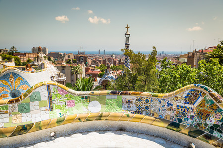 The famous park Guell in Barcelona, Spainのeditorial素材
