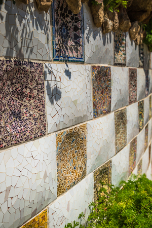 Park Guell by architect Gaudi in Barcelona, Spain.のeditorial素材