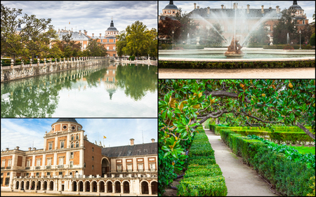 Collage of Royal Palace of Aranjuez, Madrid, Spainのeditorial素材