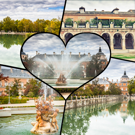 Collage of Royal Palace of Aranjuez, Madrid, Spainのeditorial素材