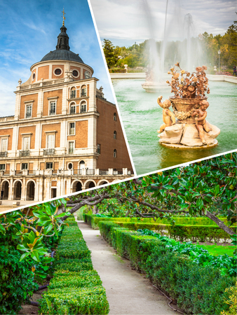 Collage of Royal Palace of Aranjuez, Madrid, Spainのeditorial素材