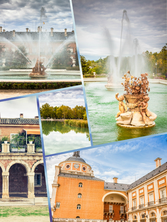 Collage of Royal Palace of Aranjuez, Madrid, Spainのeditorial素材