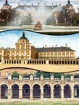Collage of Royal Palace of Aranjuez, Madrid, Spainのeditorial素材