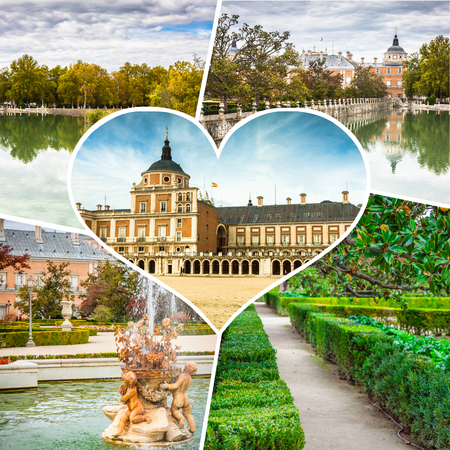 Collage of Royal Palace of Aranjuez, Madrid, Spainのeditorial素材