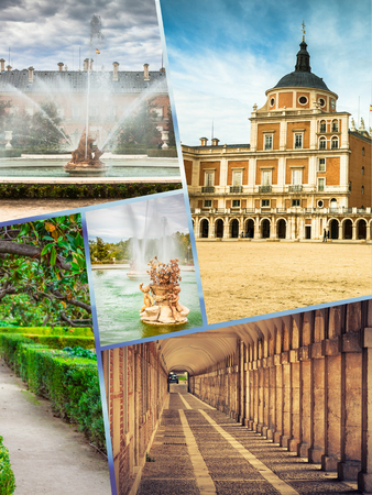 Collage of Royal Palace of Aranjuez, Madrid, Spainのeditorial素材