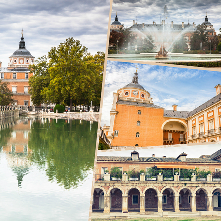 Collage of Royal Palace of Aranjuez, Madrid, Spainのeditorial素材