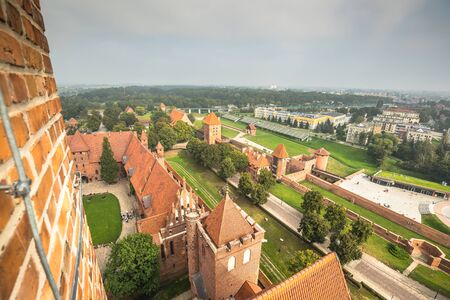 Malbork Castle at Nogat River in Poland, Europeの写真素材