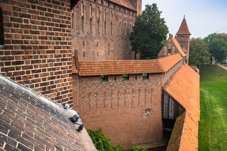 Malbork Castle at Nogat River in Poland, Europeの写真素材