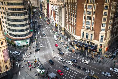 MADRID, SPAIN - September 14, 2016: Gran Via,The street is the main shopping district of Madrid.