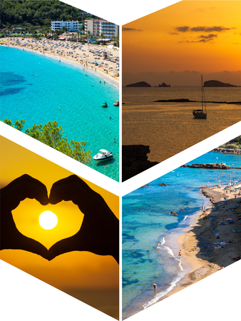 Collage of island Ibiza, Spain.の写真素材