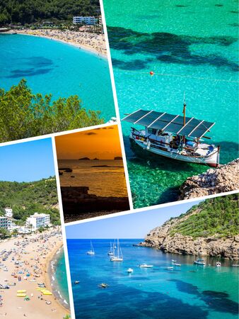 Collage of island Ibiza, Spain.