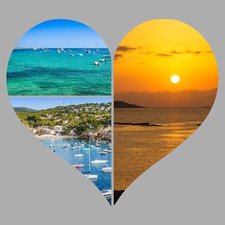 Collage of island Ibiza, Spain.の写真素材