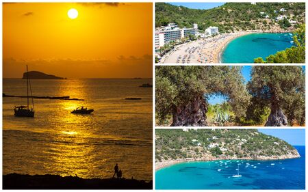 Collage of island Ibiza, Spain.の写真素材