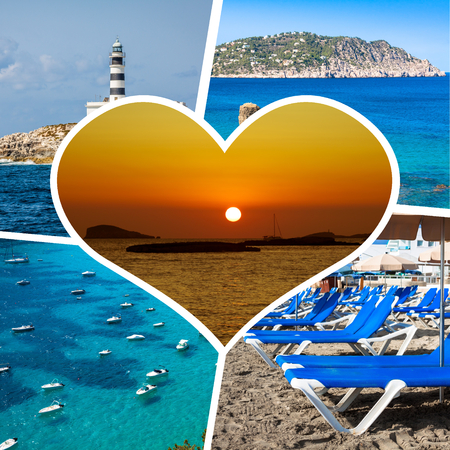 Collage of island Ibiza, Spain.の写真素材