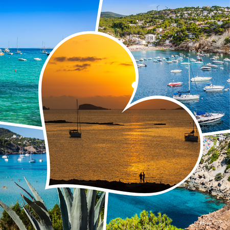 Collage of island Ibiza, Spain.の写真素材