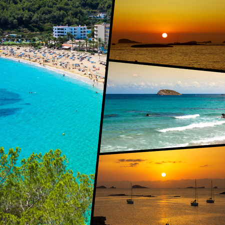 Collage of island Ibiza, Spain.の写真素材