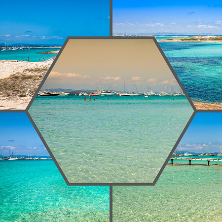 Collage of island of Formentera, Spain. Europe.の写真素材