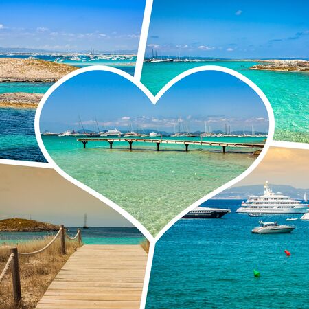 Collage of island of Formentera, Spain. Europe.の写真素材
