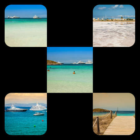 Collage of island of Formentera, Spain. Europe.の写真素材