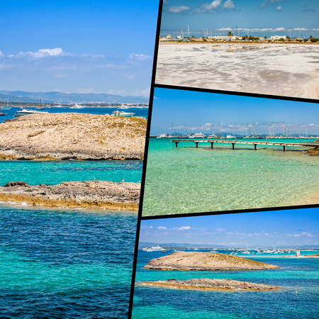 Collage of island of Formentera, Spain. Europe.の写真素材